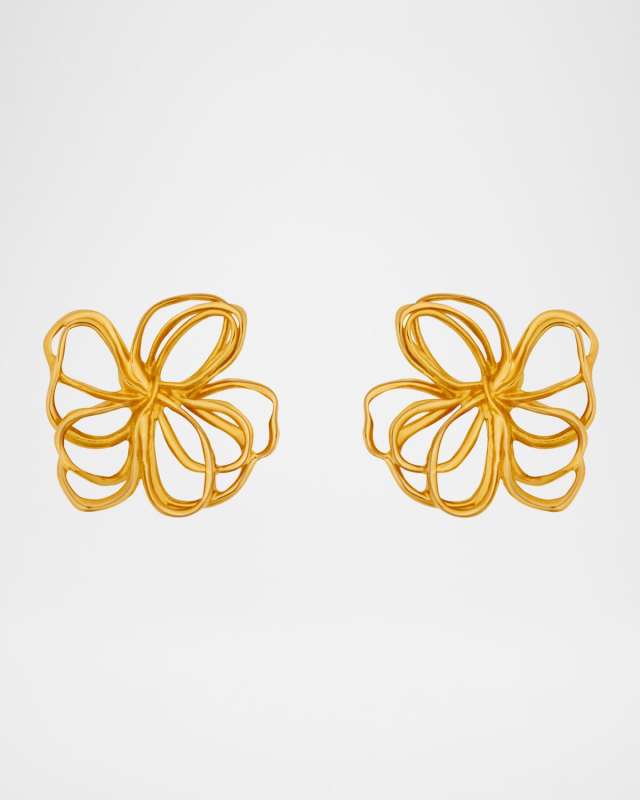 Wire Flower Stud Earrings, Go